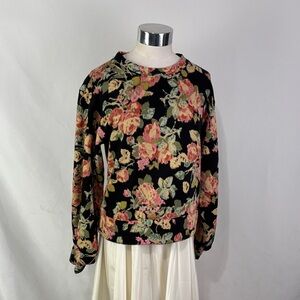 LOFT Floral Sweatshirt - Black and Pink